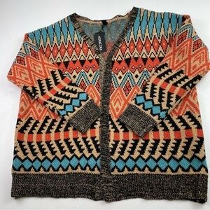 Noracora‎ Open Cardigan Women Size Small Knitting Cardigan Wool Aztec Tribal